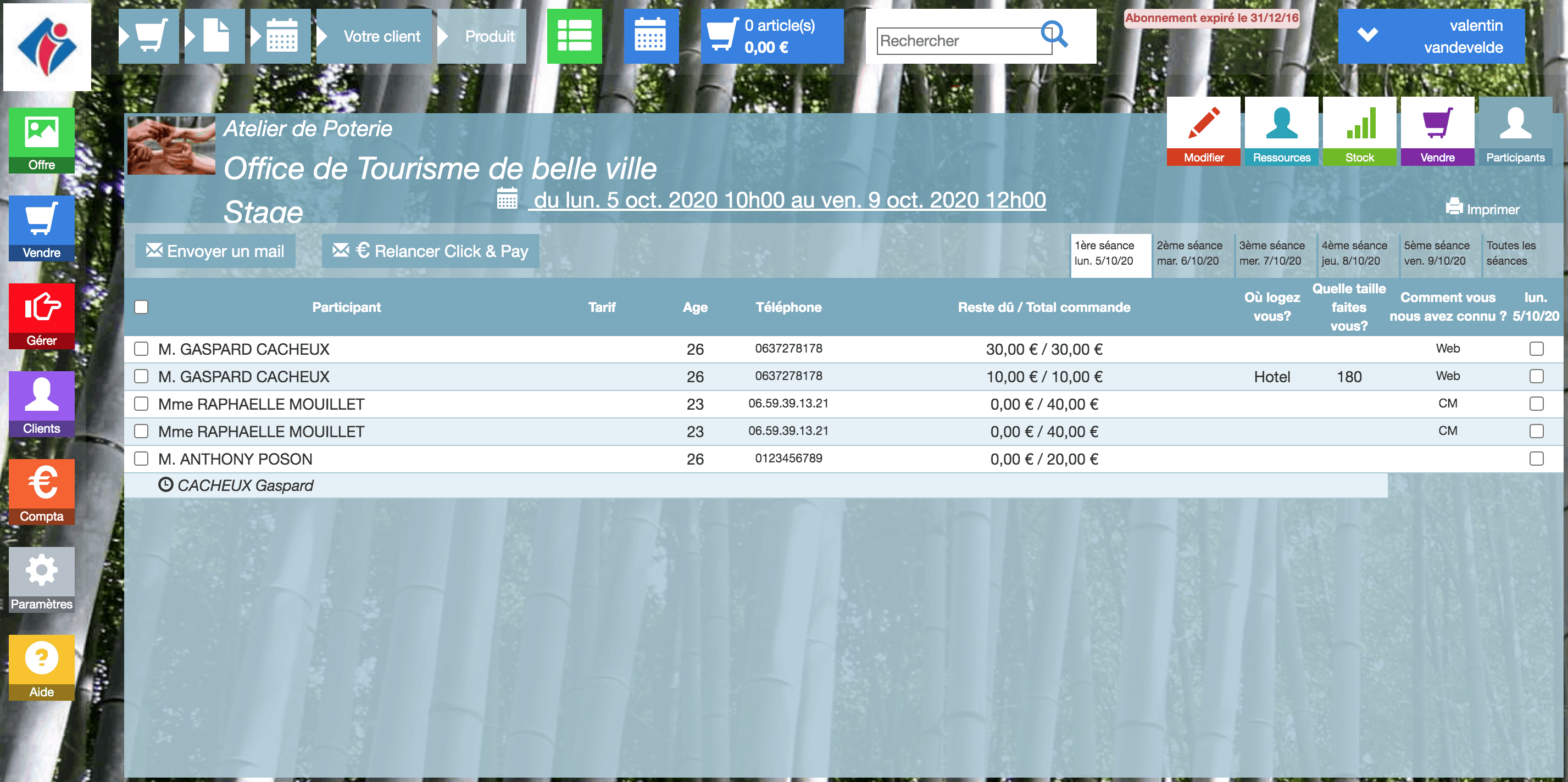 Gestion des participants